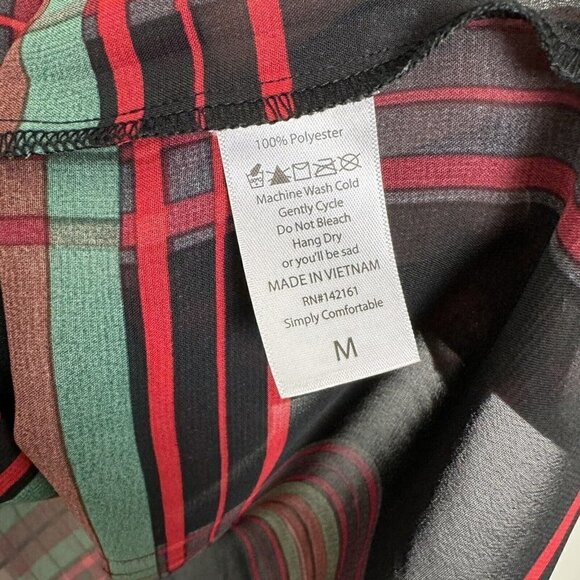 Lularoe Shirley Kimono Red Black Holiday Plaid Sheer Kimono Size Medium - Picture 4 of 5
